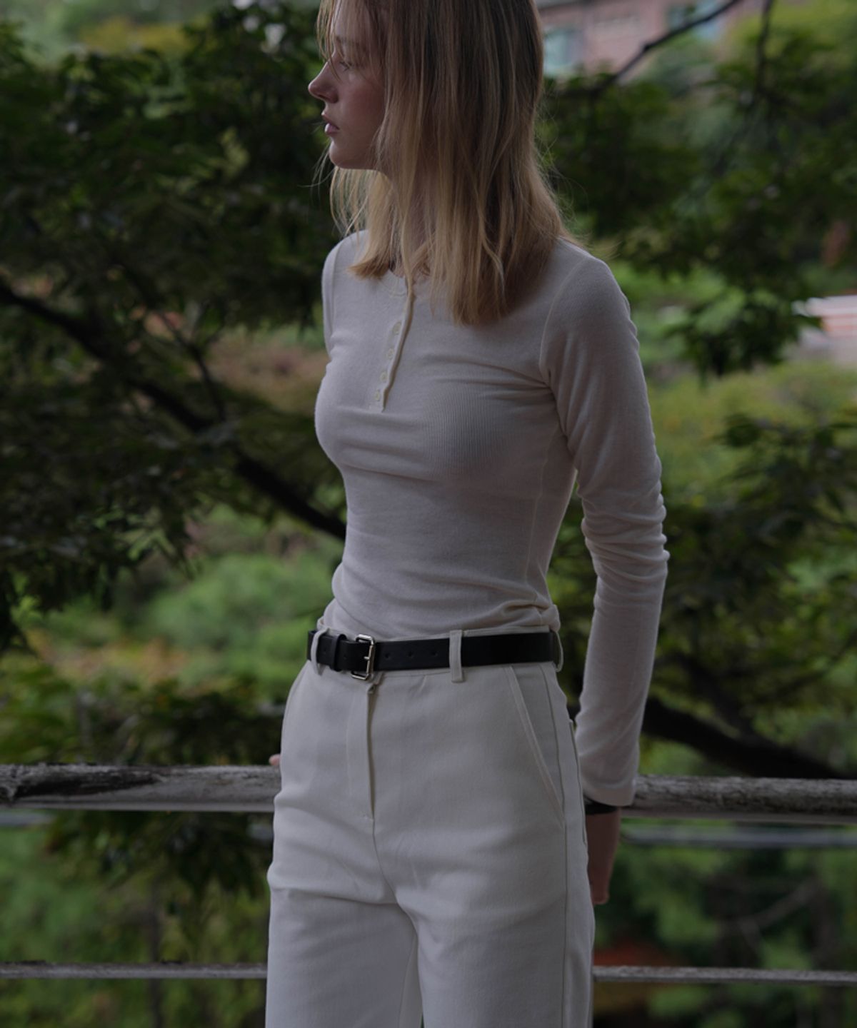 드헤베(DEHEVE) Cotton Twill Pants [White]