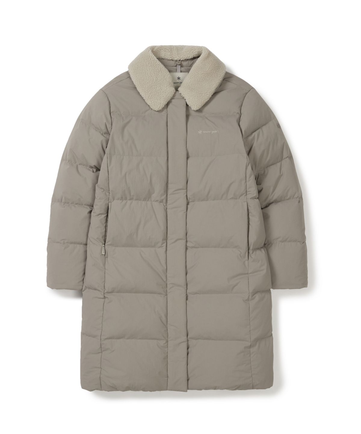 스노우피크 어패럴(SNOWPEAK APPAREL) 랜드에어 여성 카라 부클넥 롱 다운 자켓 (S25WWGDJ63) Tan Gray
