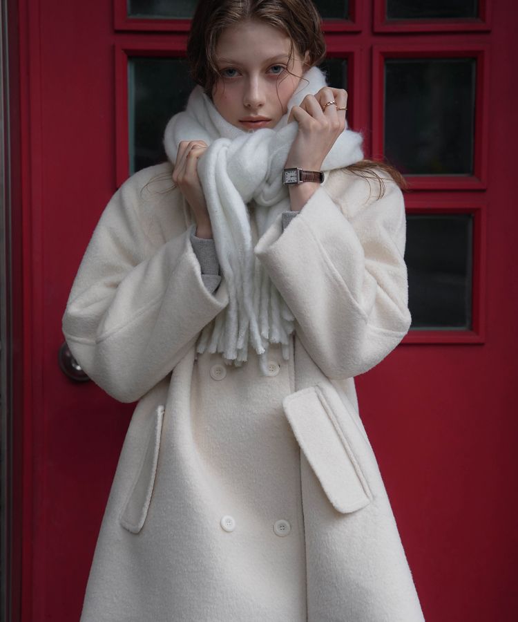 MUSINSA公式 | DEHEVE Wool Double Half Coat [Ivory]