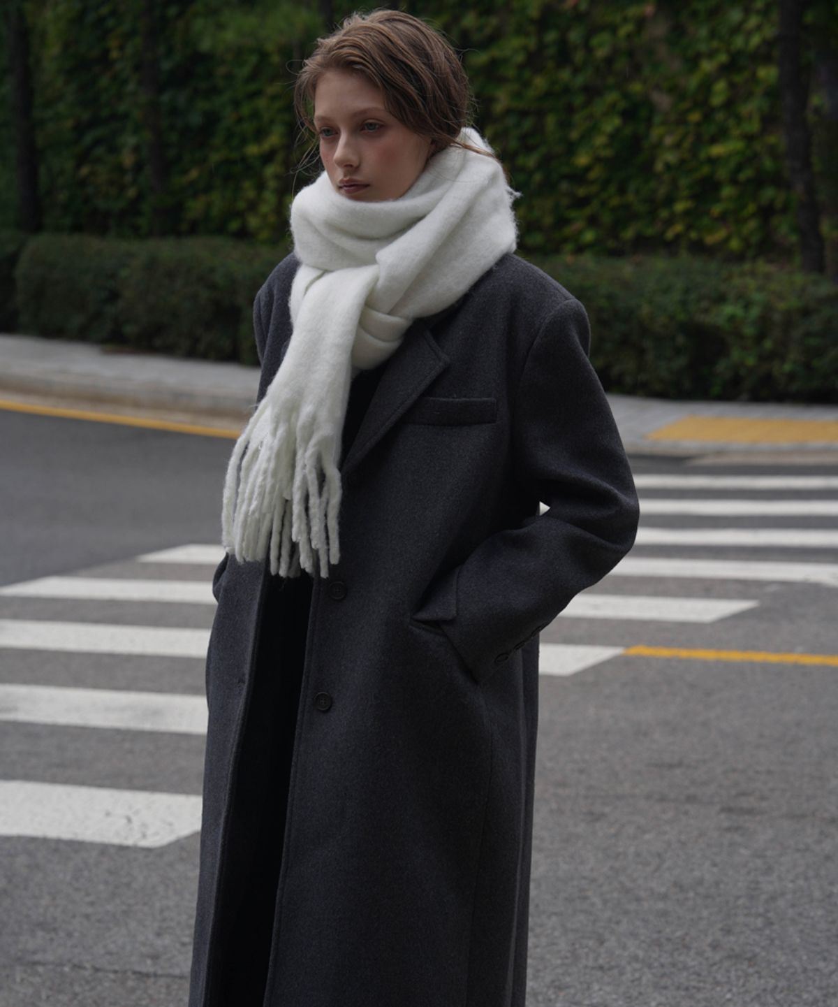 드헤베(DEHEVE) Classic Single Long Coat [Charcoal]
