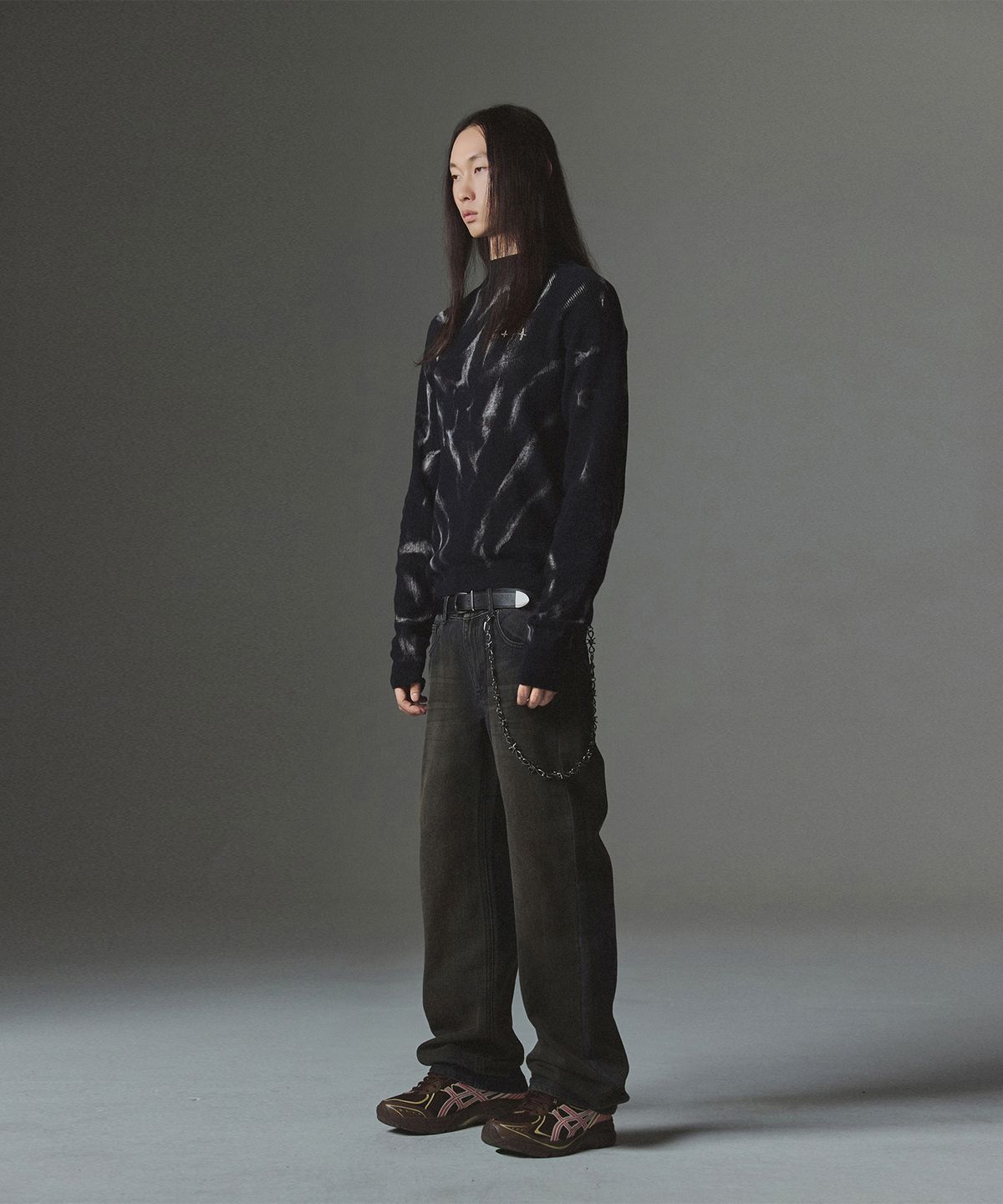 낫포너드(NOT4NERD) Tie Dye Turtle Neck Sweater - Black