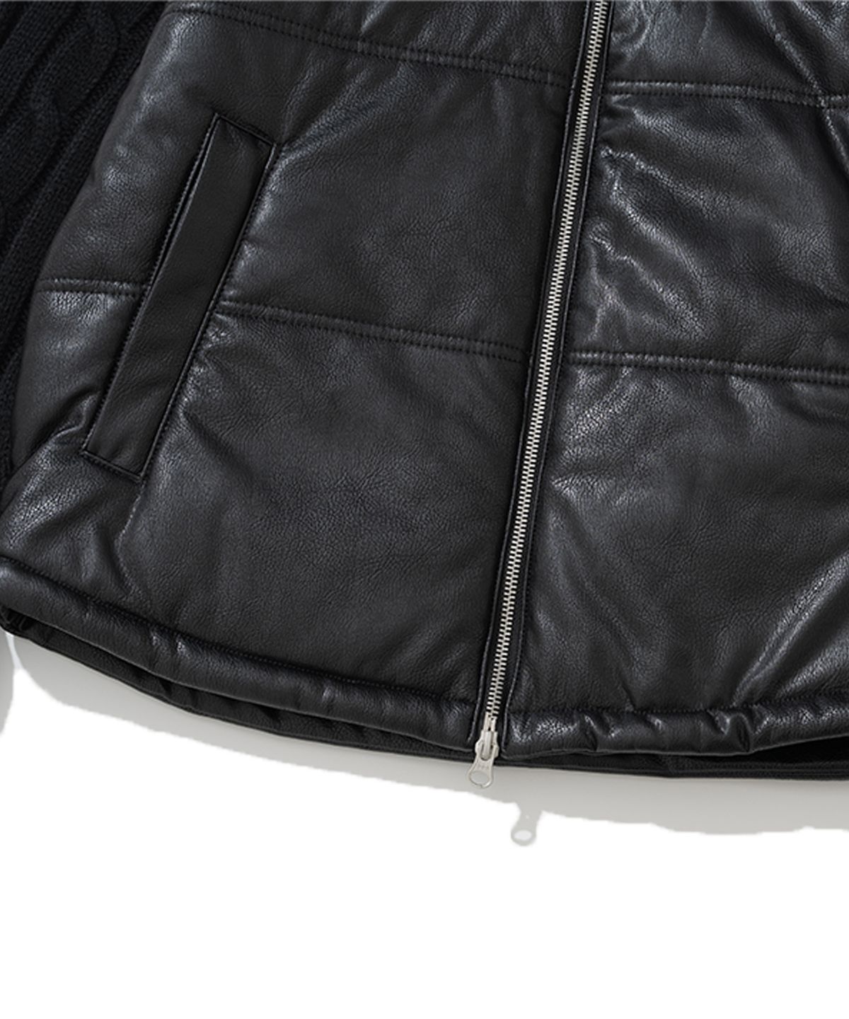 낫포너드(NOT4NERD) Knit Sleeve Puffer Jacket - Black
