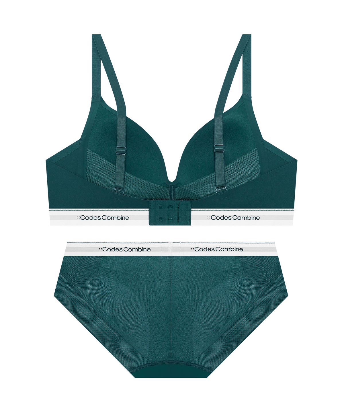 코데즈컴바인 이너웨어(CODES COMBINE INNERWEAR) [프리미엄 메모리몰드] 올본딩 소프트핏 노와이어 브라 팬티세트 그린