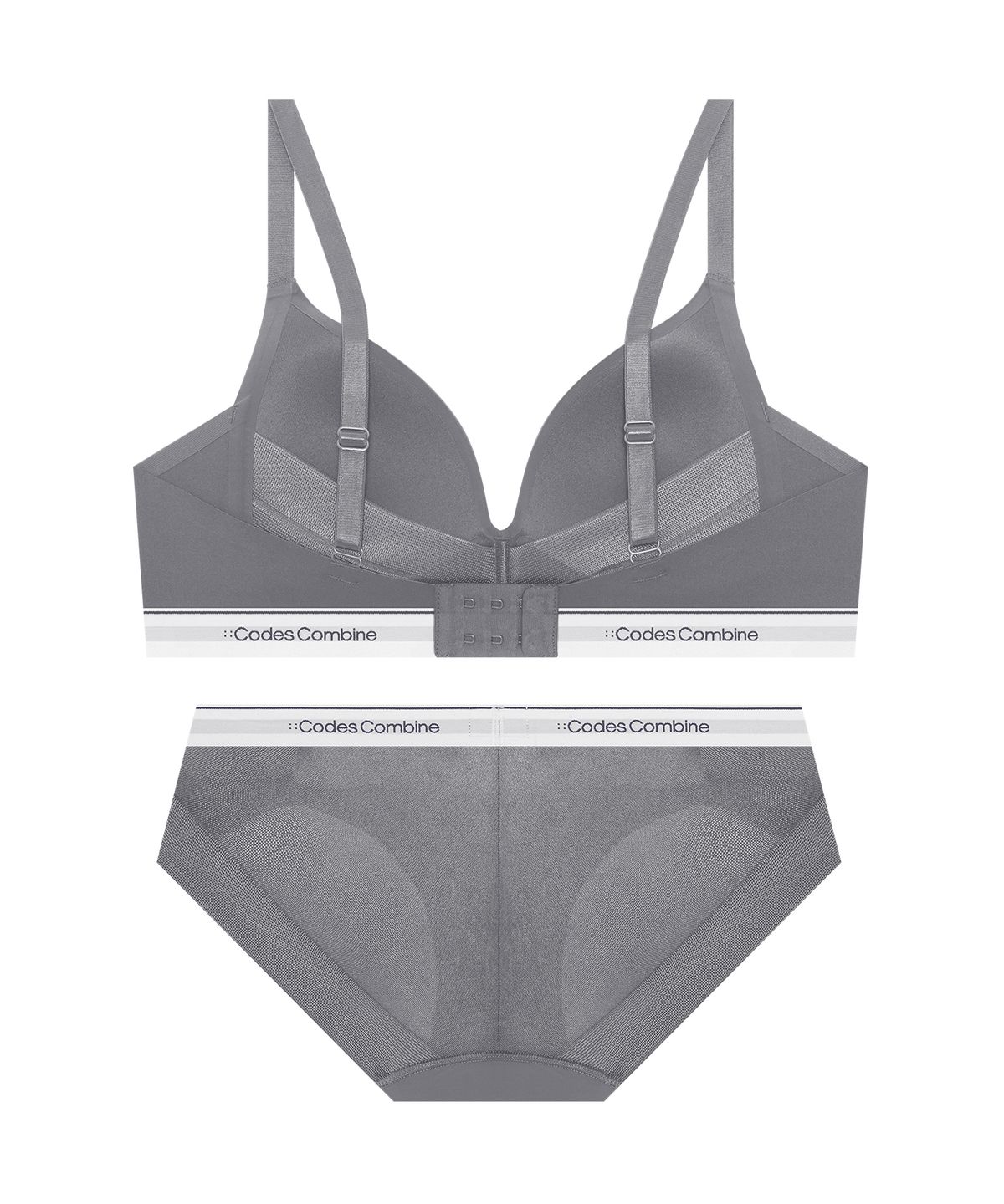 코데즈컴바인 이너웨어(CODES COMBINE INNERWEAR) [프리미엄 메모리몰드] 올본딩 소프트핏 노와이어 브라 팬티세트 그레이