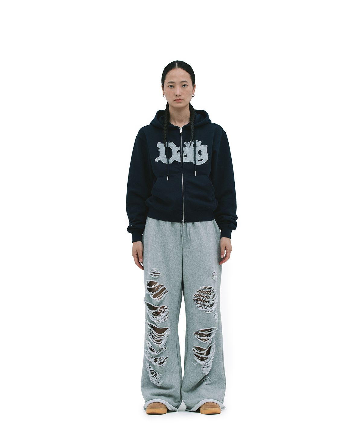 데프가먼츠(DEFGARMENTS) CUTTING LOGO HOOD ZIP UP [3 COLOR]