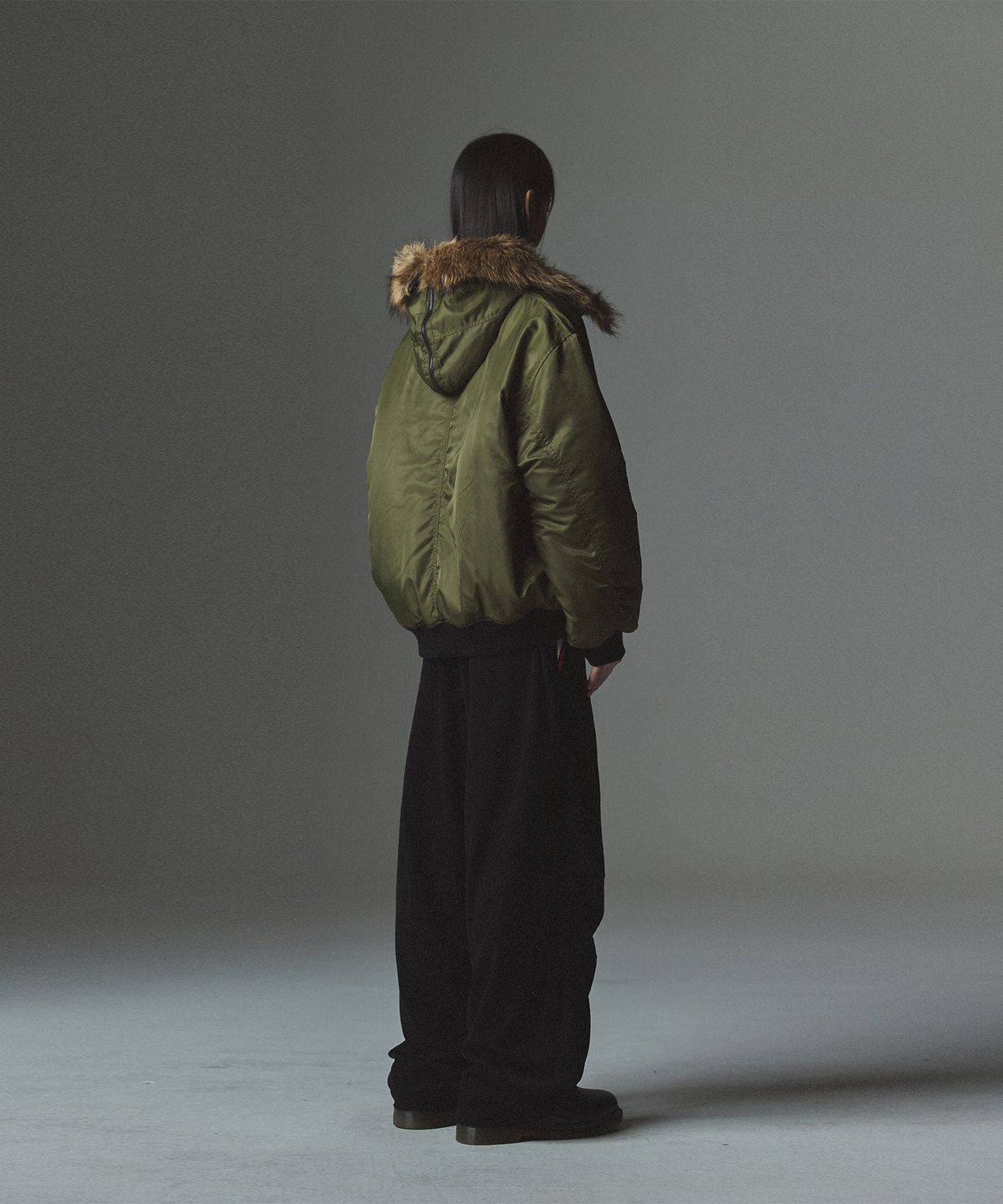 낫포너드(NOT4NERD) Fur Hooded N2B Bomber Jacket - Khaki