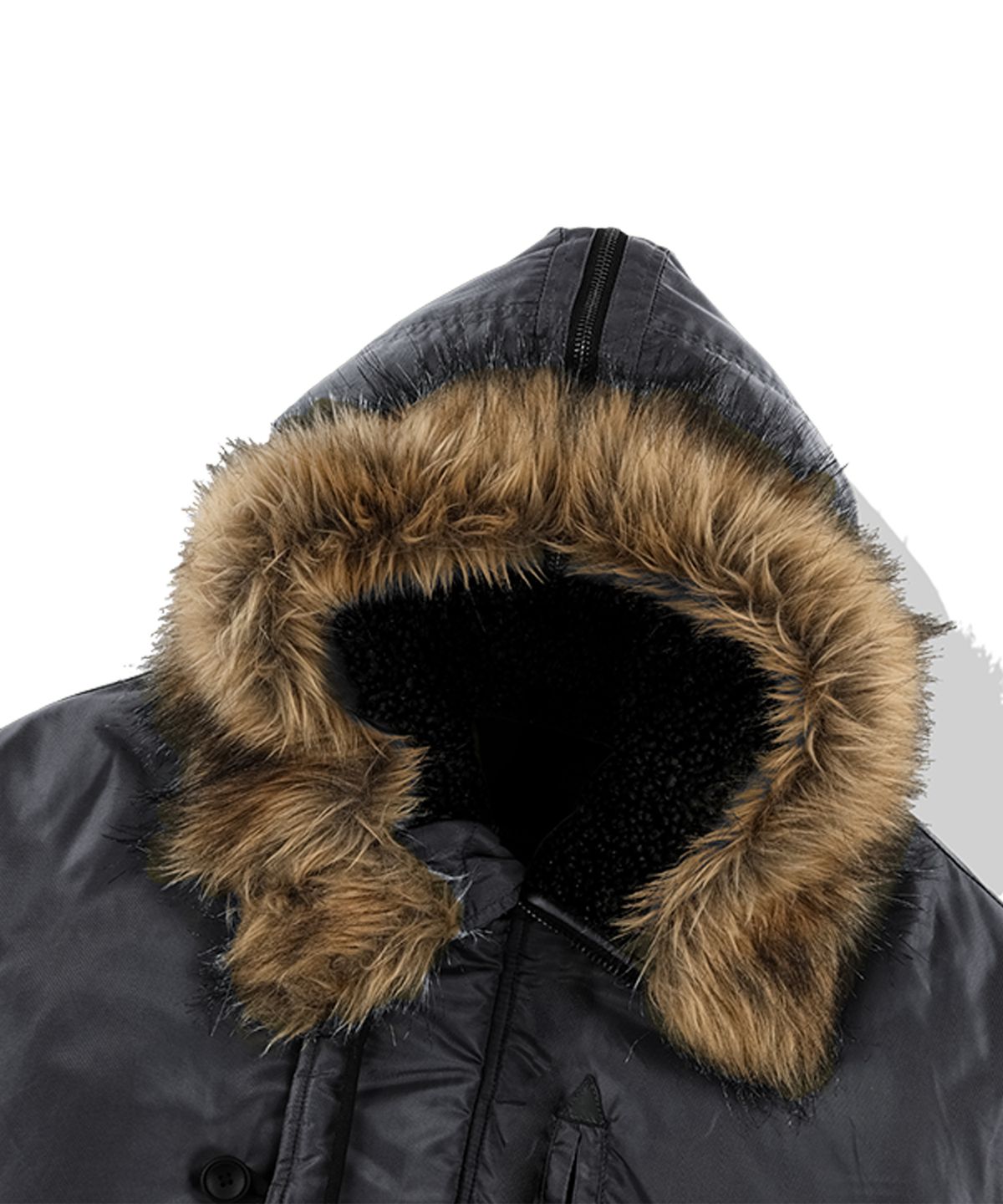 낫포너드(NOT4NERD) Fur Hooded N2B Bomber Jacket - Black