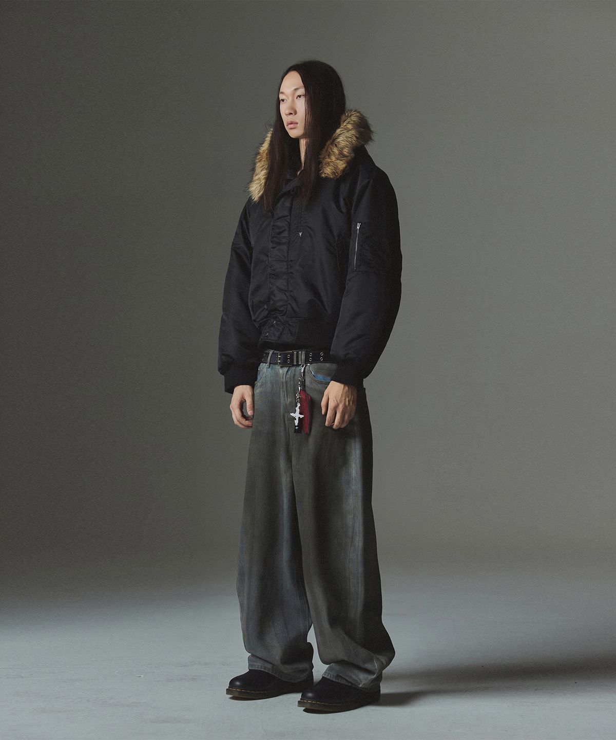 낫포너드(NOT4NERD) Fur Hooded N2B Bomber Jacket - Black