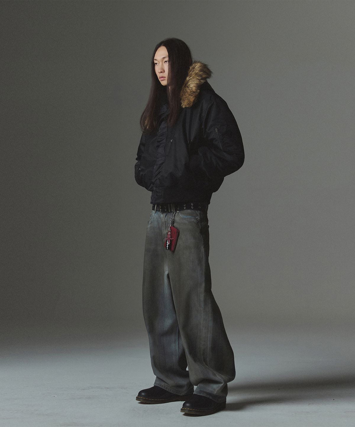 낫포너드(NOT4NERD) Fur Hooded N2B Bomber Jacket - Black