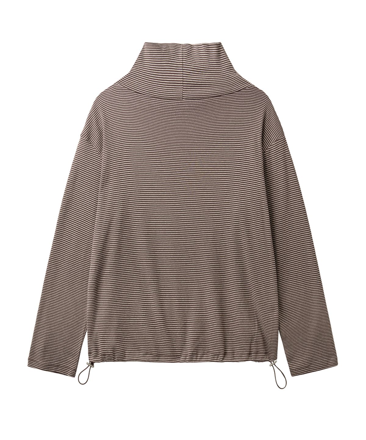 렌세(RENSE) Loose Fit Turtleneck Tee Brown Stripe