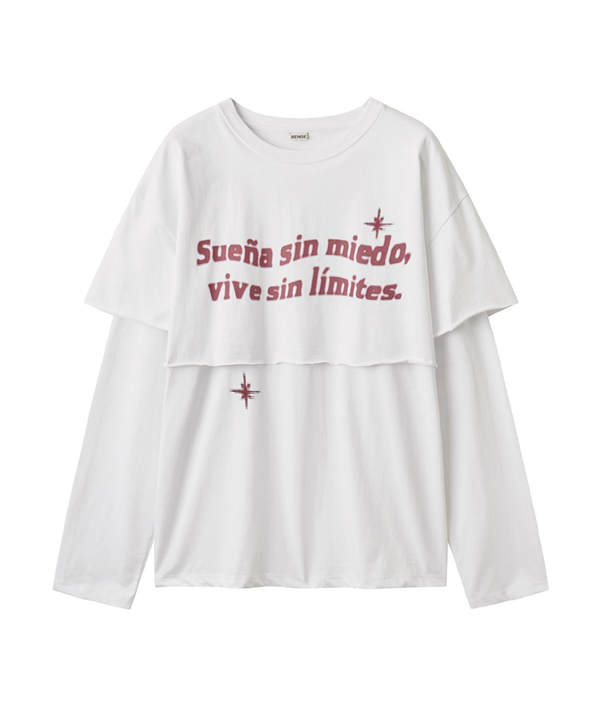 렌세(RENSE) Raw Cut Layered Long Sleeve Tee White