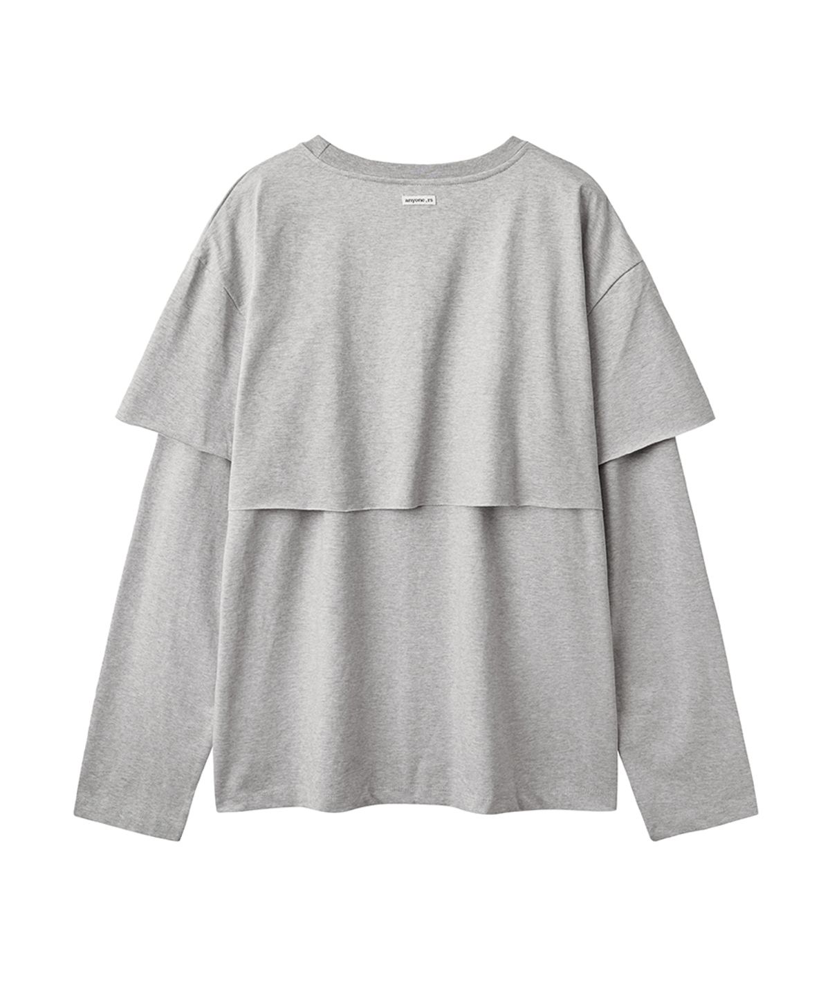 렌세(RENSE) Raw Cut Layered Long Sleeve Tee Melange Gray