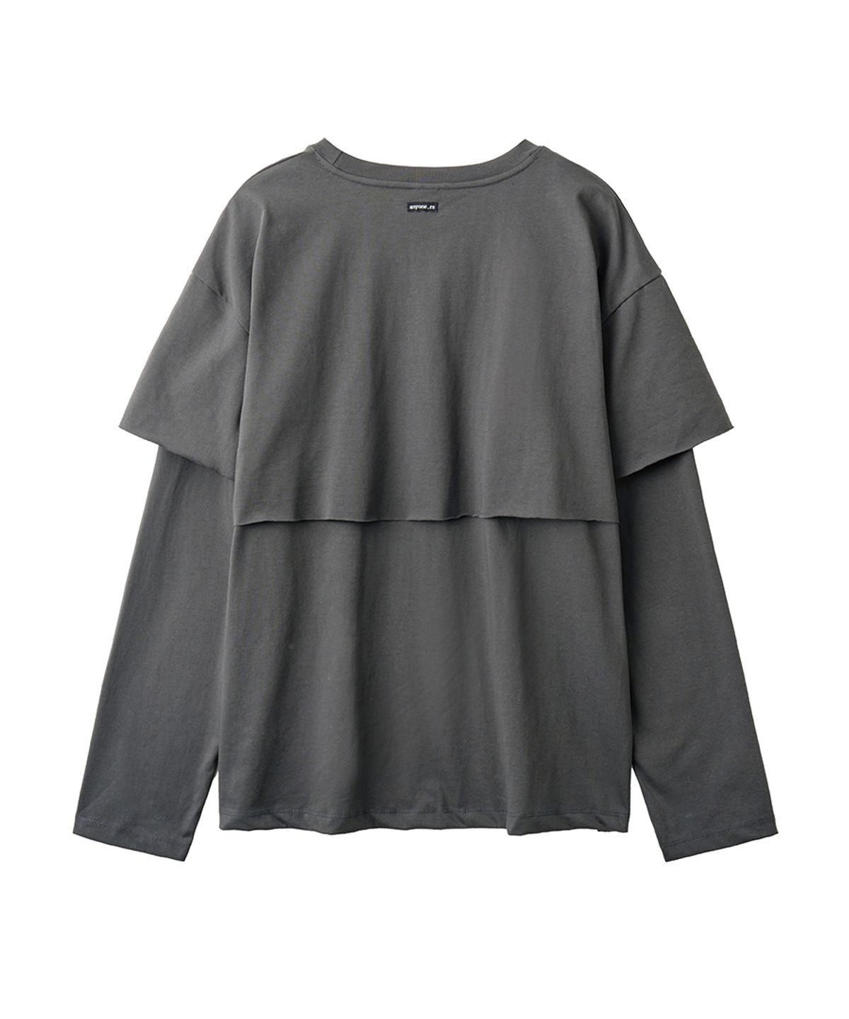 렌세(RENSE) Raw Cut Layered Long Sleeve Tee Charcoal