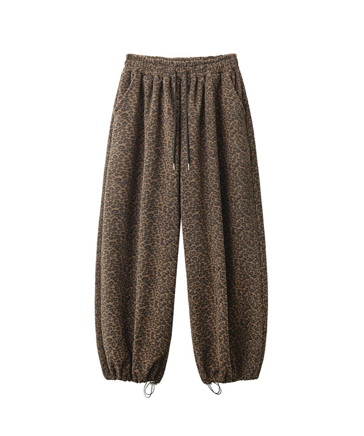 렌세(RENSE) Leopard Fleece Wide Pants Brown