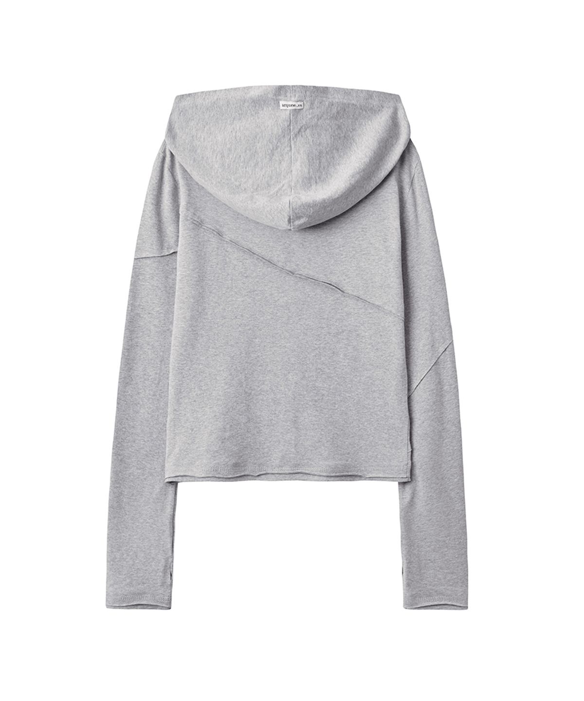 렌세(RENSE) Diagonal Cut Slim Fit Hoodie Melange Gray