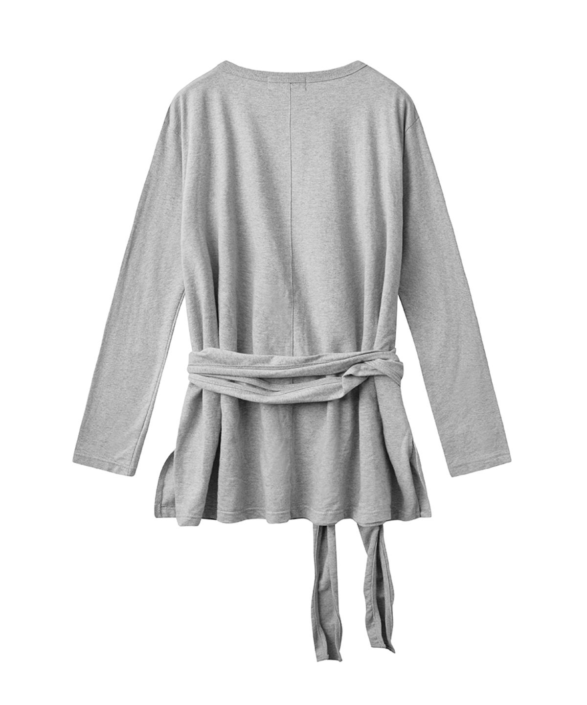 렌세(RENSE) Wrap-Tie Long Sleeve Tee Melange Gray