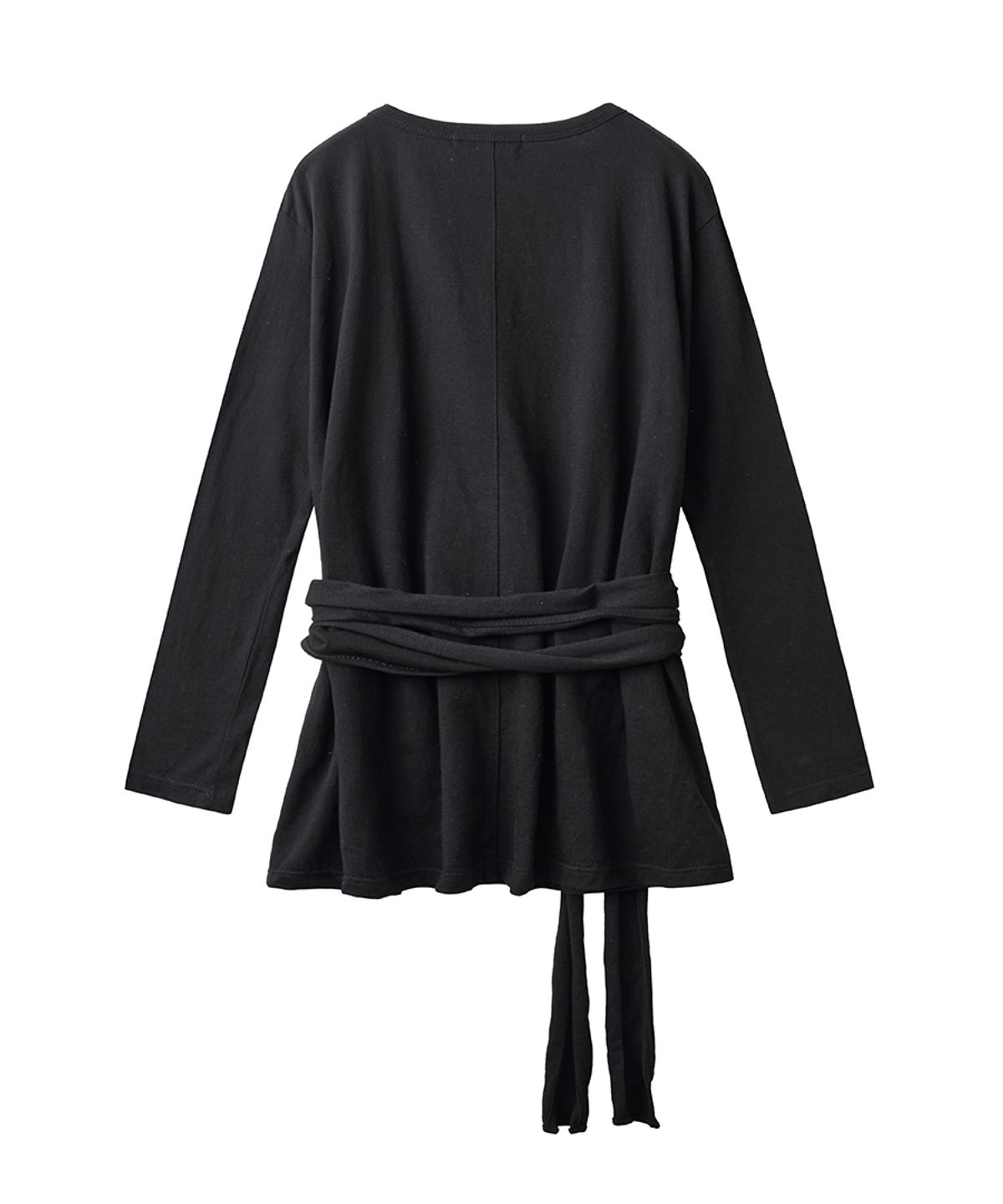 렌세(RENSE) Wrap-Tie Long Sleeve Tee Black
