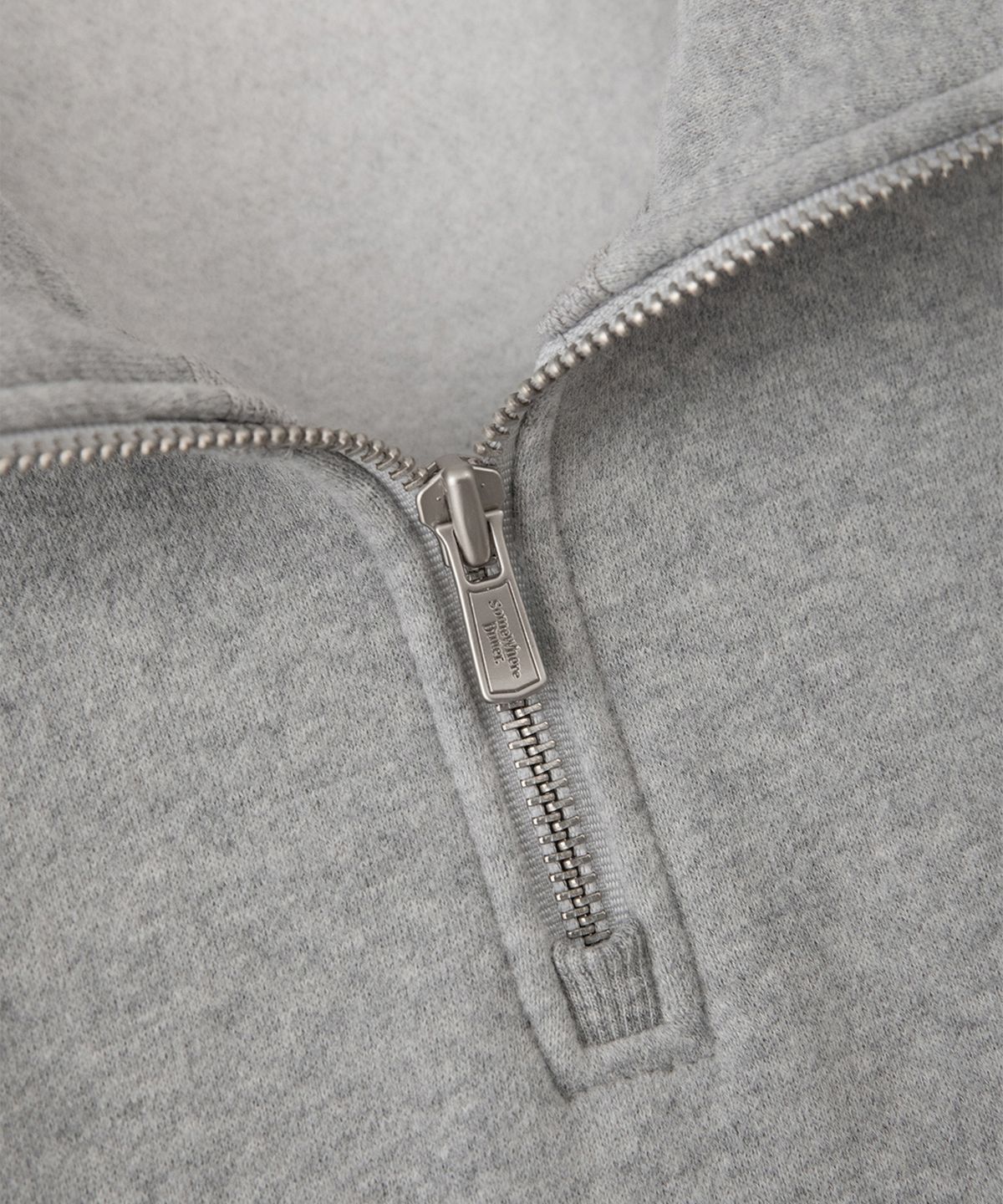 썸웨어버터(SOMEWHEREBUTTER) Square Logo Half Zip-Up Sweatshirt - Grey