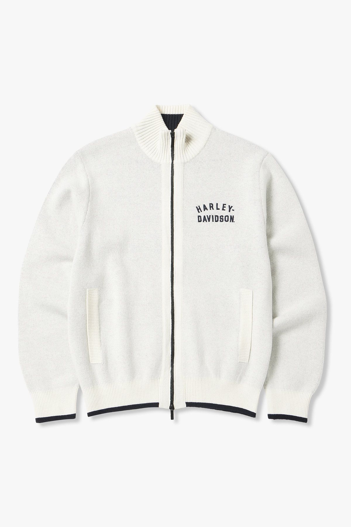 할리데이비슨 컬렉션스®(HARLEY-DAVIDSON COLLECTIONS®) 플랫트랙 집업 니트가디건_아이보리 HH15312001