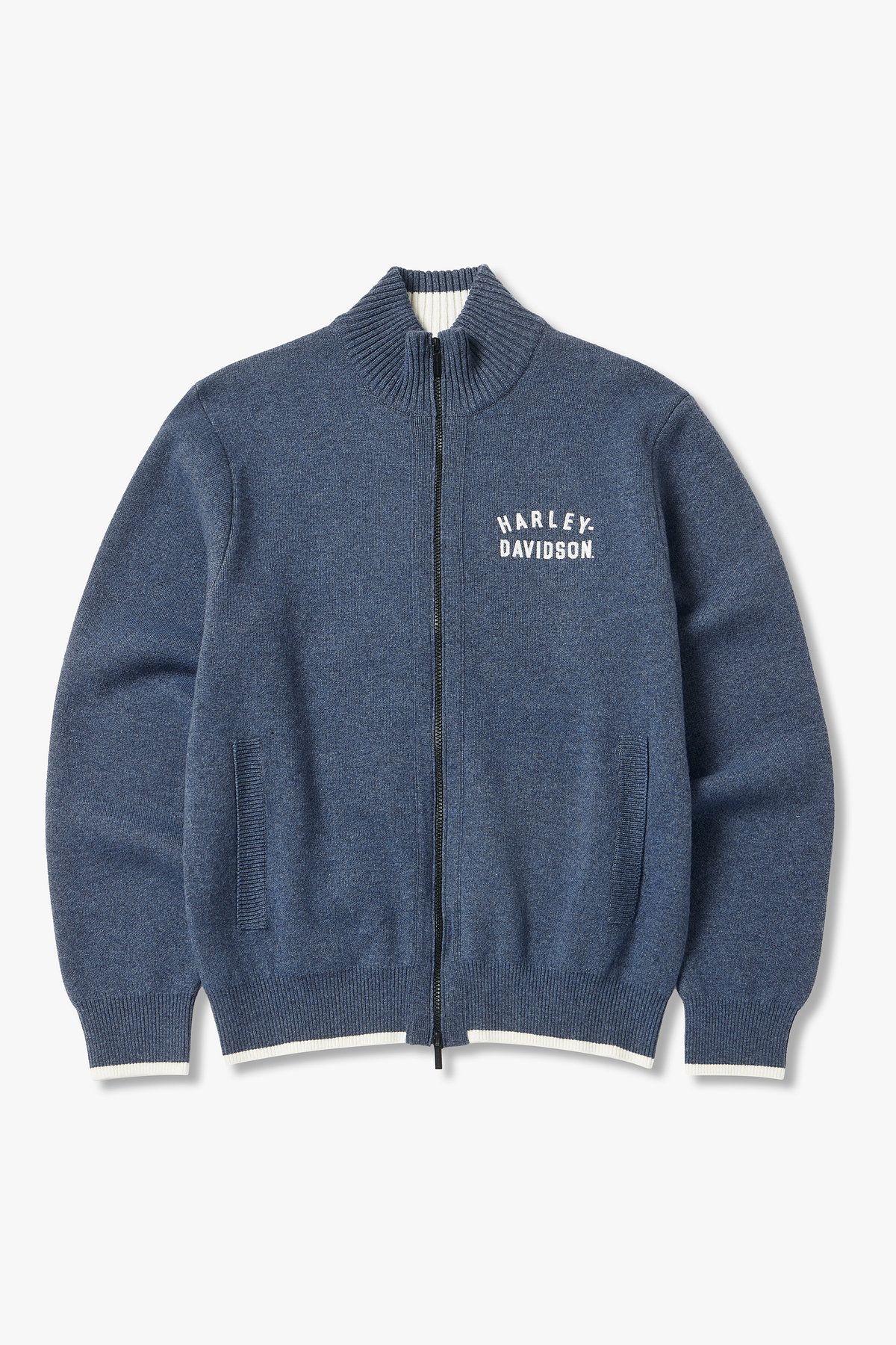 할리데이비슨 컬렉션스®(HARLEY-DAVIDSON COLLECTIONS®) 플랫트랙 집업 니트가디건 _블루 HH15312001
