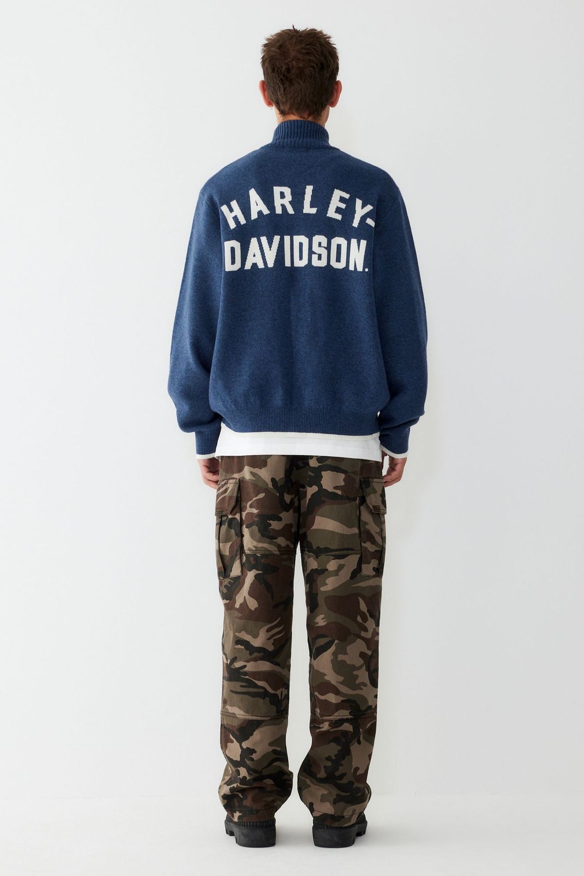 할리데이비슨 컬렉션스®(HARLEY-DAVIDSON COLLECTIONS®) 플랫트랙 집업 니트가디건 _블루 HH15312001