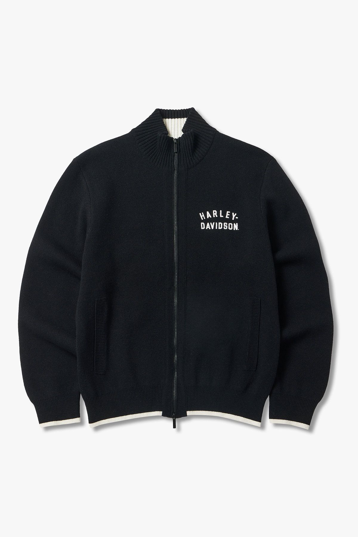 할리데이비슨 컬렉션스®(HARLEY-DAVIDSON COLLECTIONS®) 플랫트랙 집업 니트가디건 _블랙 HH15312001