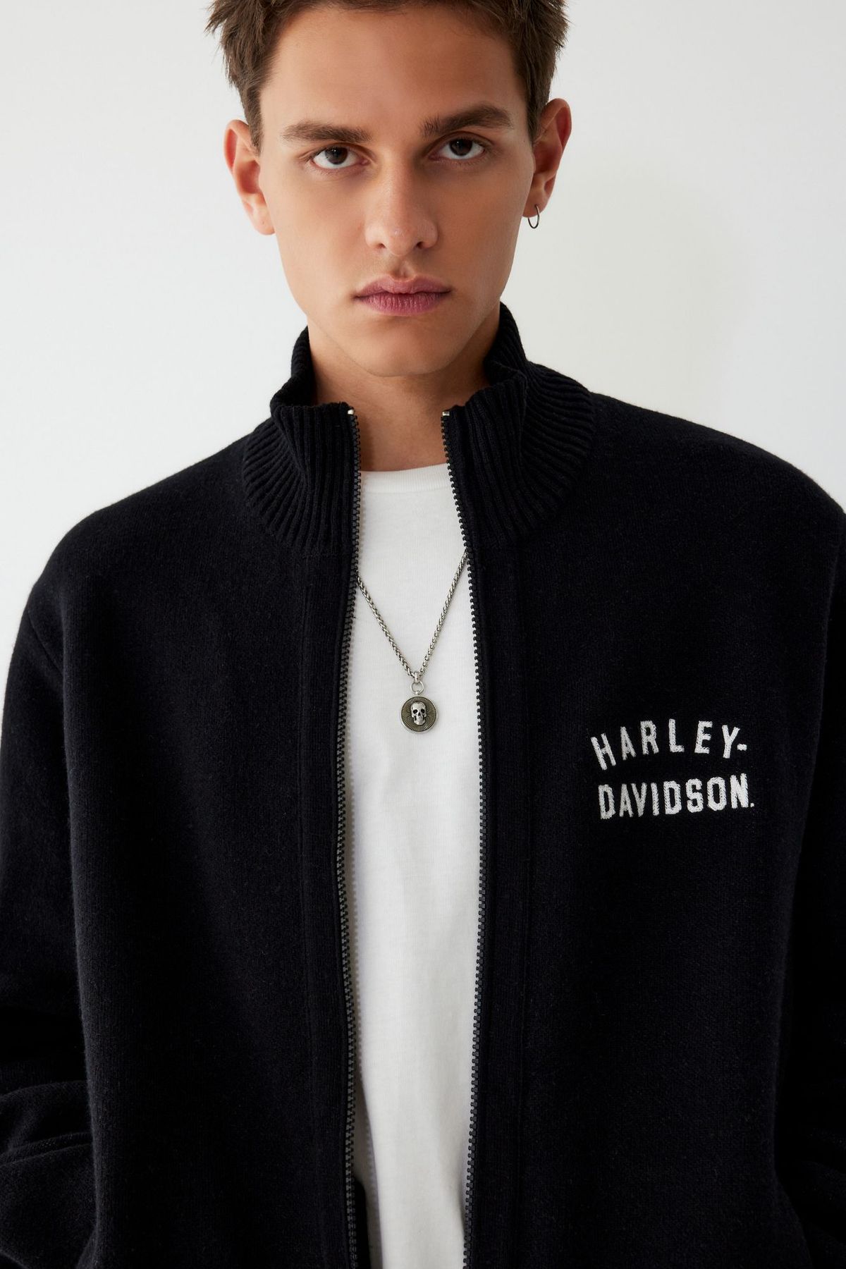 할리데이비슨 컬렉션스®(HARLEY-DAVIDSON COLLECTIONS®) 플랫트랙 집업 니트가디건 _블랙 HH15312001