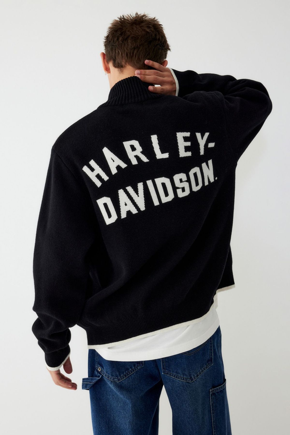 할리데이비슨 컬렉션스®(HARLEY-DAVIDSON COLLECTIONS®) 플랫트랙 집업 니트가디건 _블랙 HH15312001
