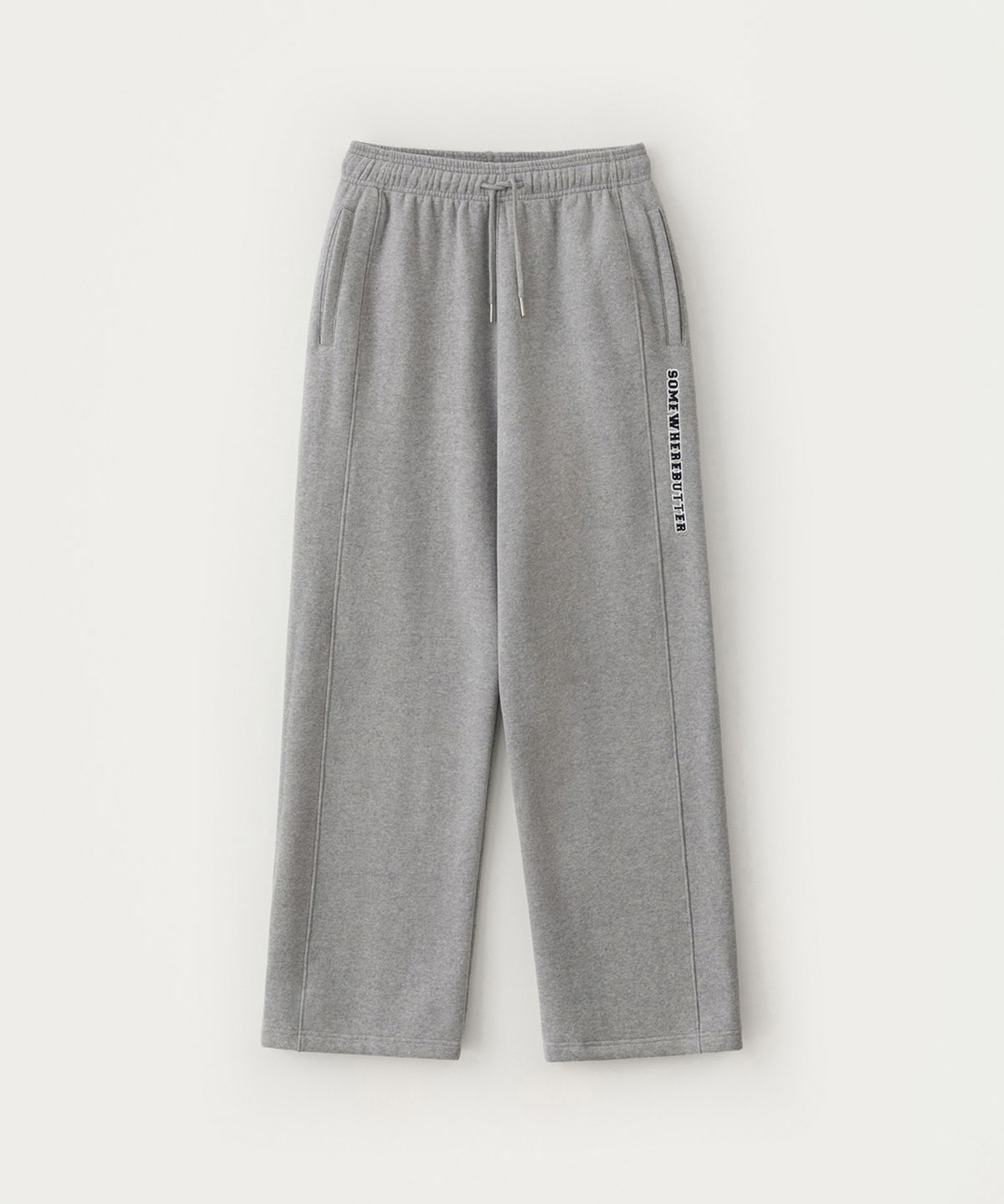 썸웨어버터(SOMEWHEREBUTTER) Square Logo String Sweatpants - Grey