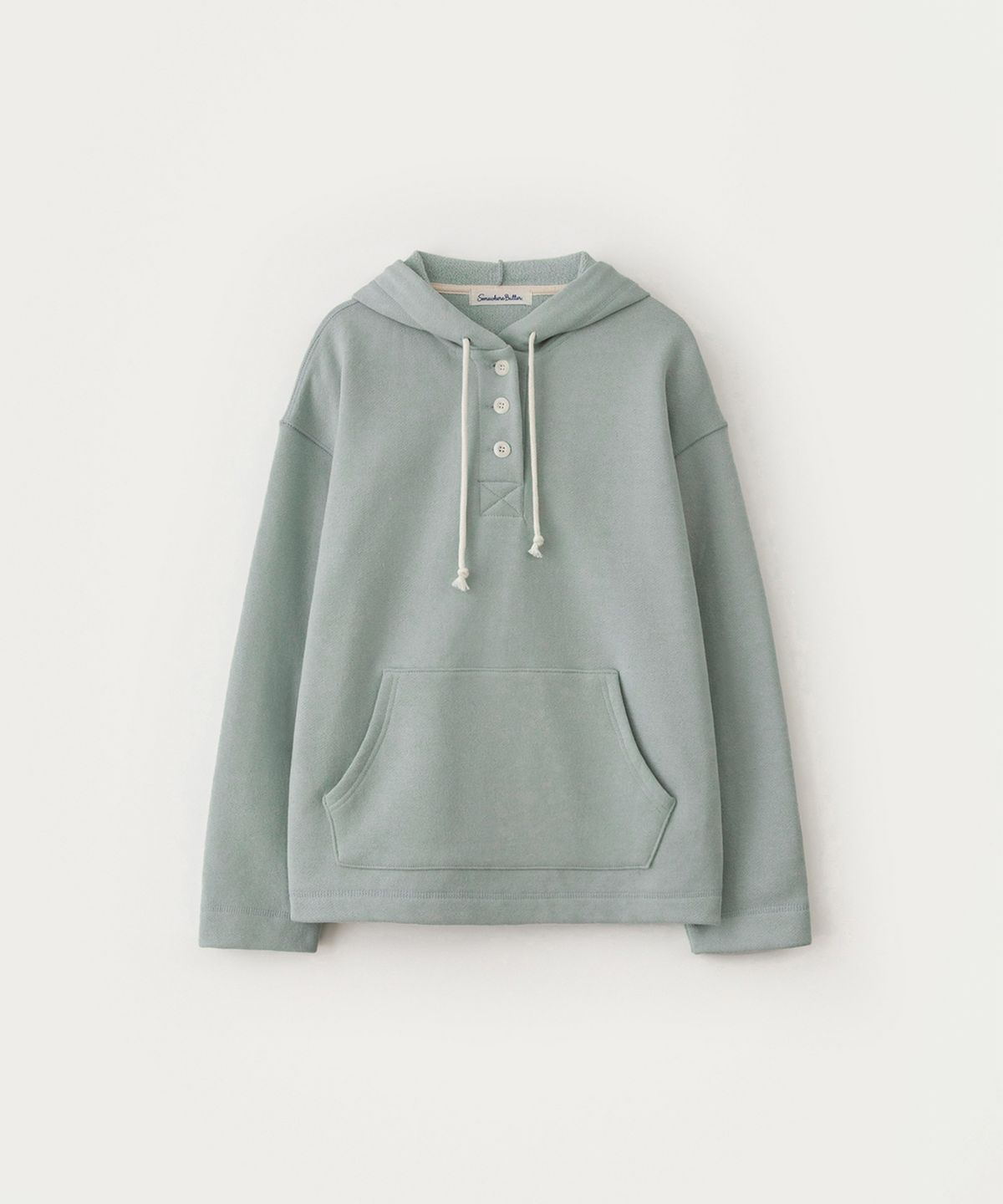 썸웨어버터(SOMEWHEREBUTTER) Bold Logo Button Hoodie - Pistachio