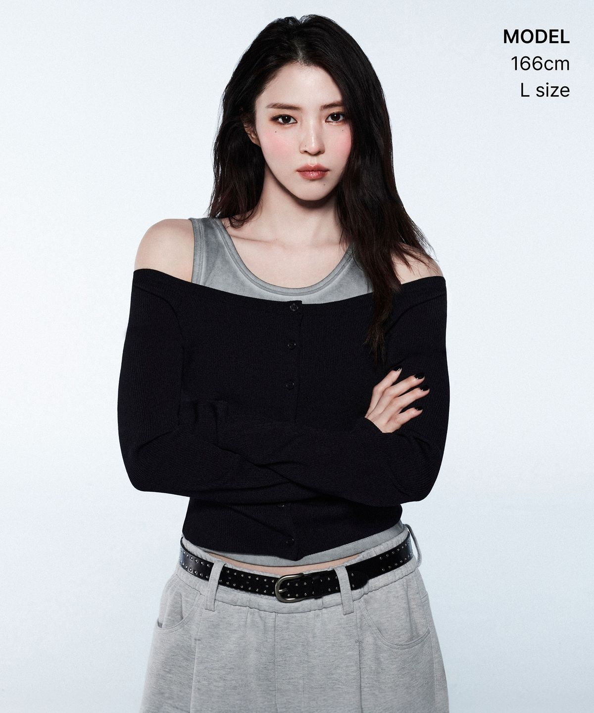 무신사 스탠다드 우먼(MUSINSA STANDARD WOMAN) 우먼즈 더블 니트 데님 디테일 와이드 스웨트 팬츠 [미디엄 그레이]