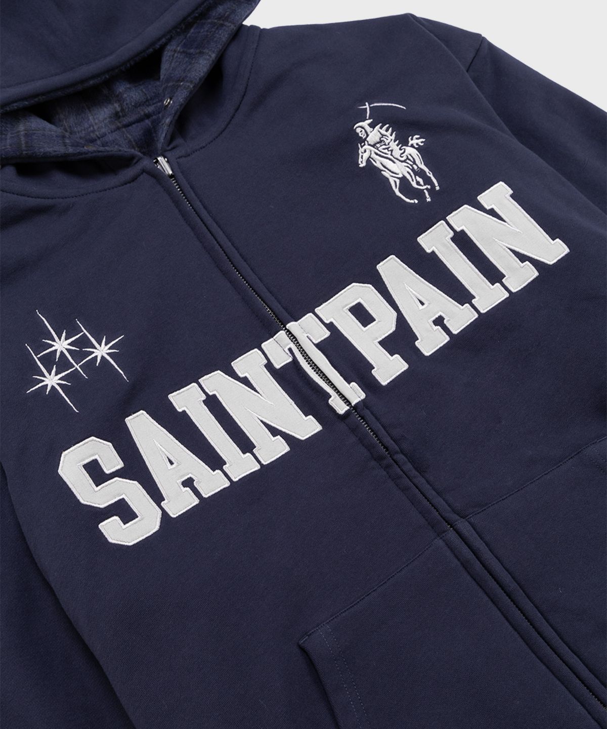 세인트페인(SAINTPAIN) SP 체크 리버시블 후드집업 네이비