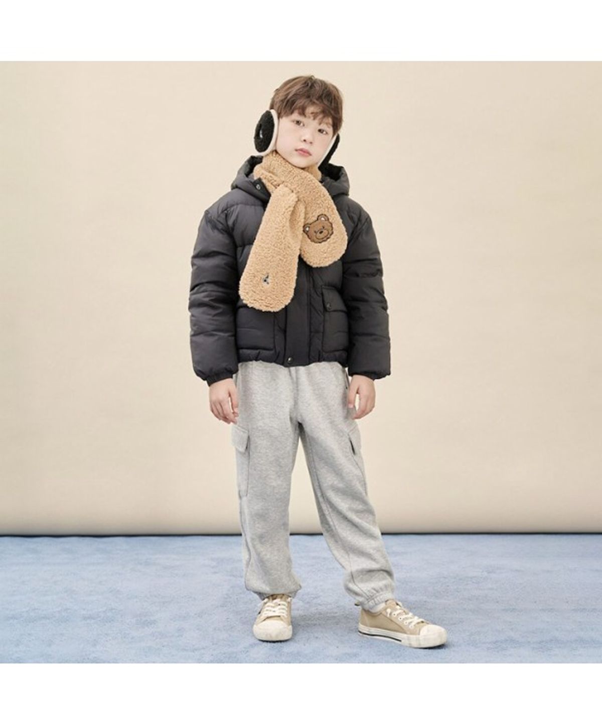 빈폴 키즈(BEANPOLE KIDS) 곰돌이 폴키 보아 머플러  브라운 (BI5X84U02D)
