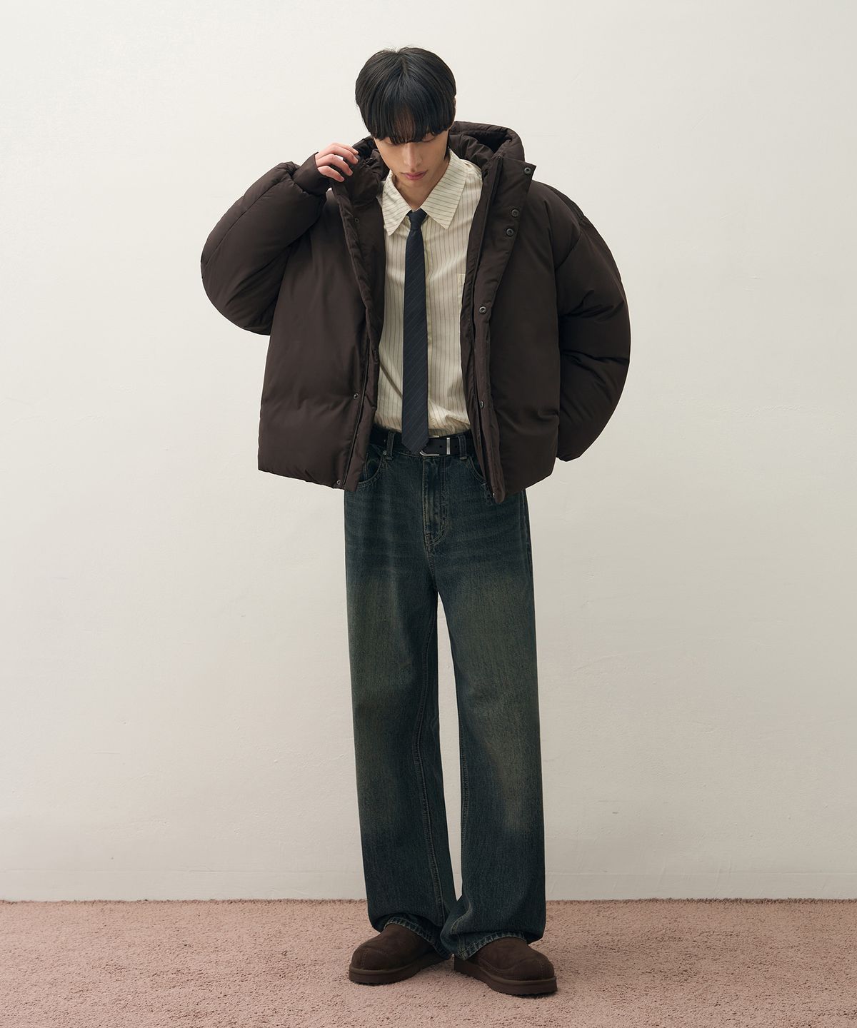 드로우핏(DRAW FIT) 울 스너그 슬라이드 [BROWN]