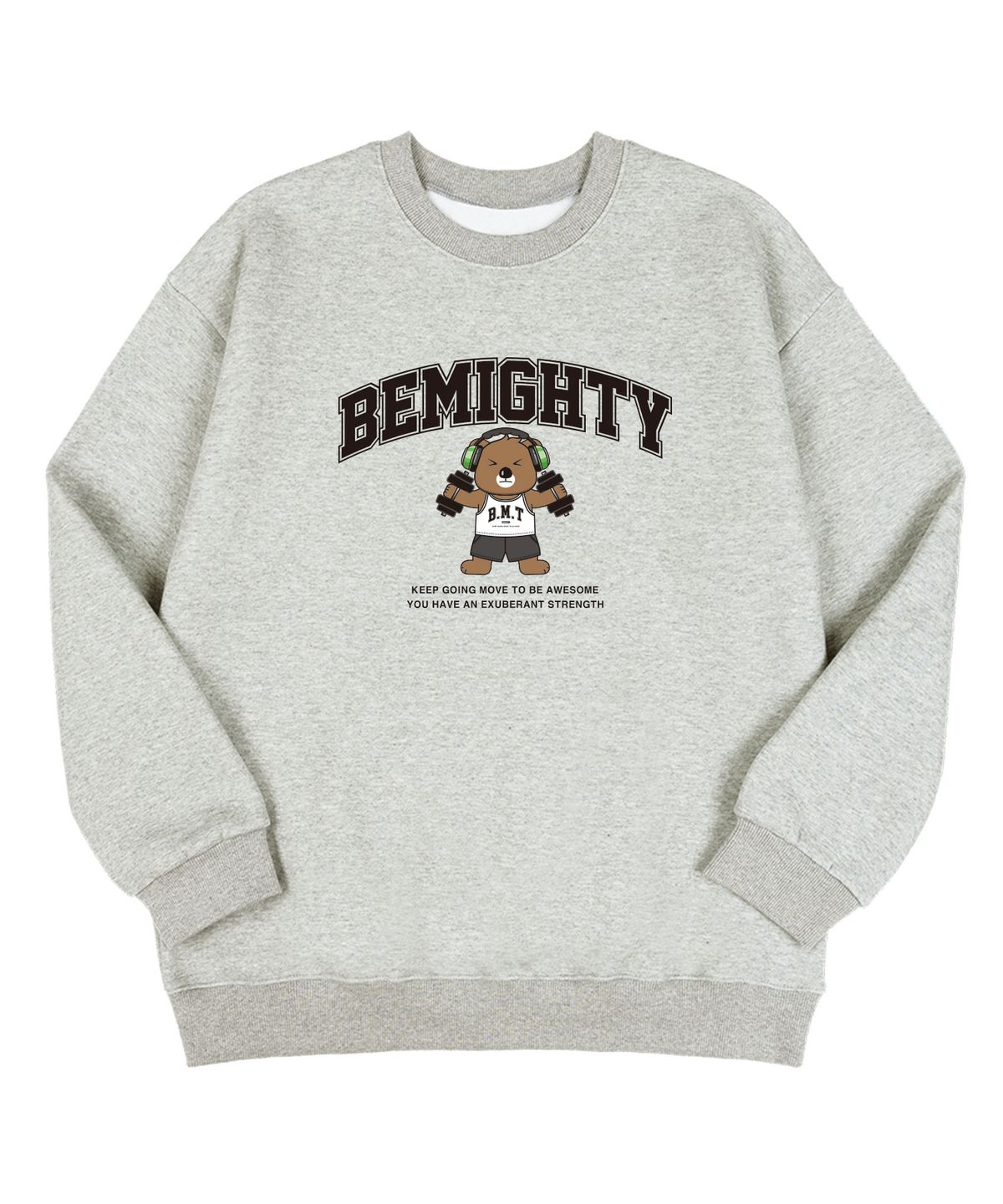 비마이티(BEMIGHTY) 덤벨 베어 오버핏 기모 스웨트셔츠 [블랙]
