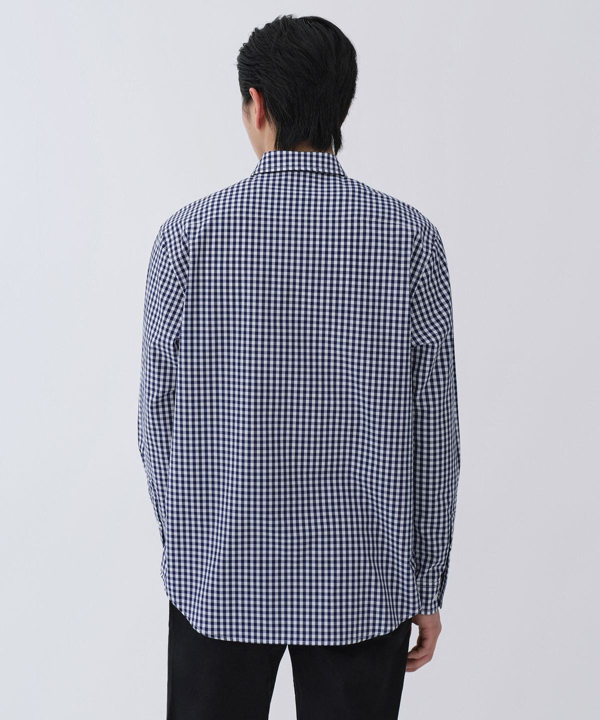 무신사 스탠다드(MUSINSA STANDARD) 깅엄 체크 포플린 셔츠 [화이트/네이비]