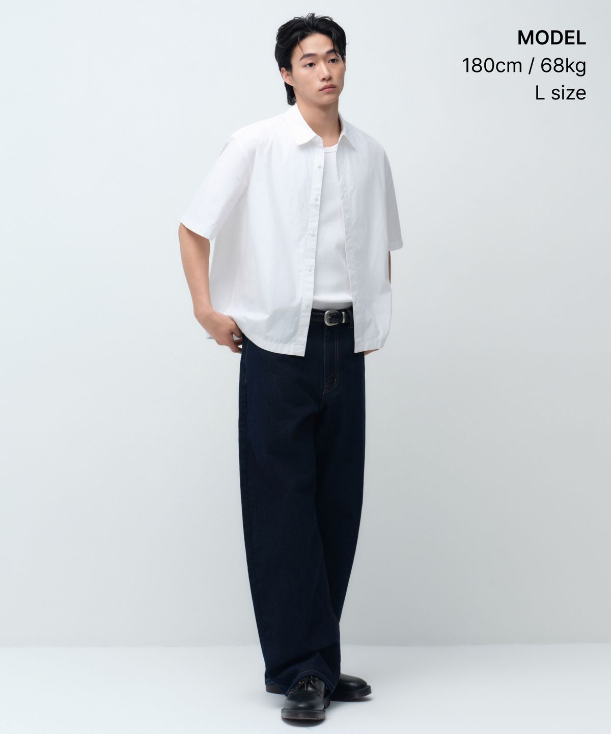 무신사 스탠다드(MUSINSA STANDARD) 워시드 포플린 반소매 크롭 셔츠 [화이트]