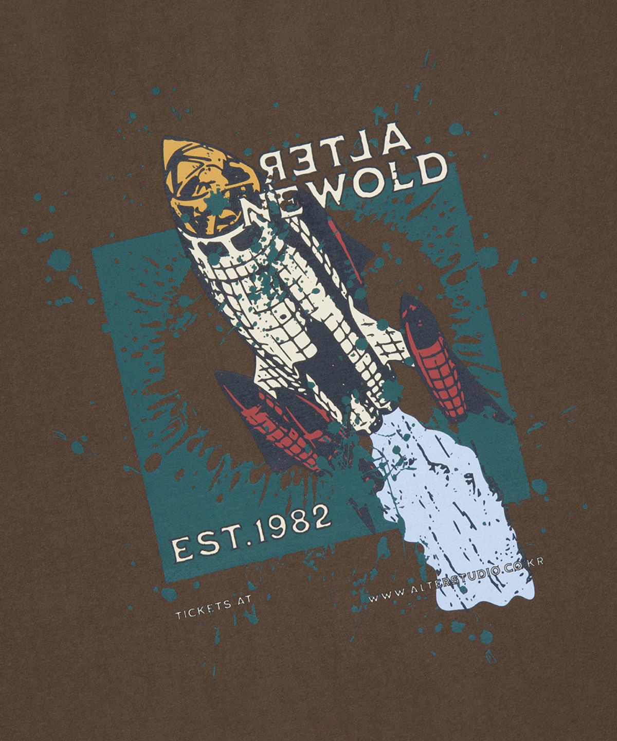 얼터 스튜디오(ALTER STUDIO) Vintage Newold Print T-Shirt_Brown