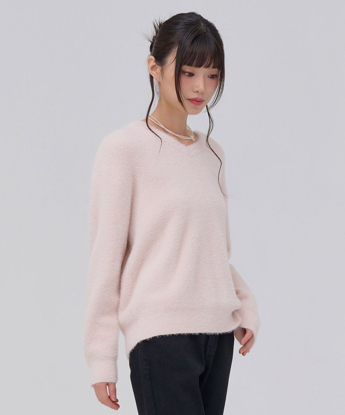 체이스컬트(CHASECULT) 여성 V-NECK 날개사 스웨터-핑크