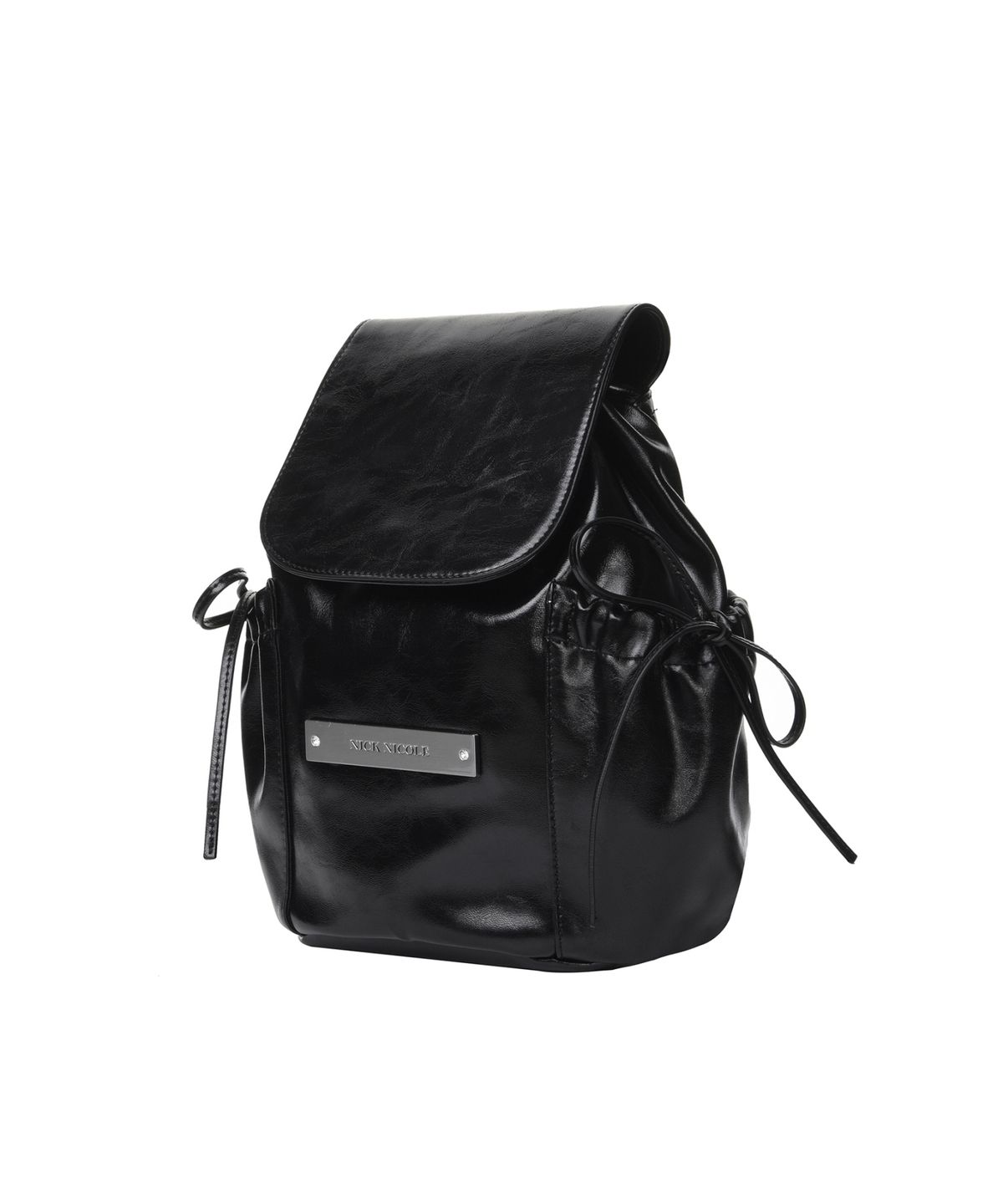 닉앤니콜(NICK&NICOLE) CRYSTAL LEATHER SHIRRING BACKPACK_BLACK