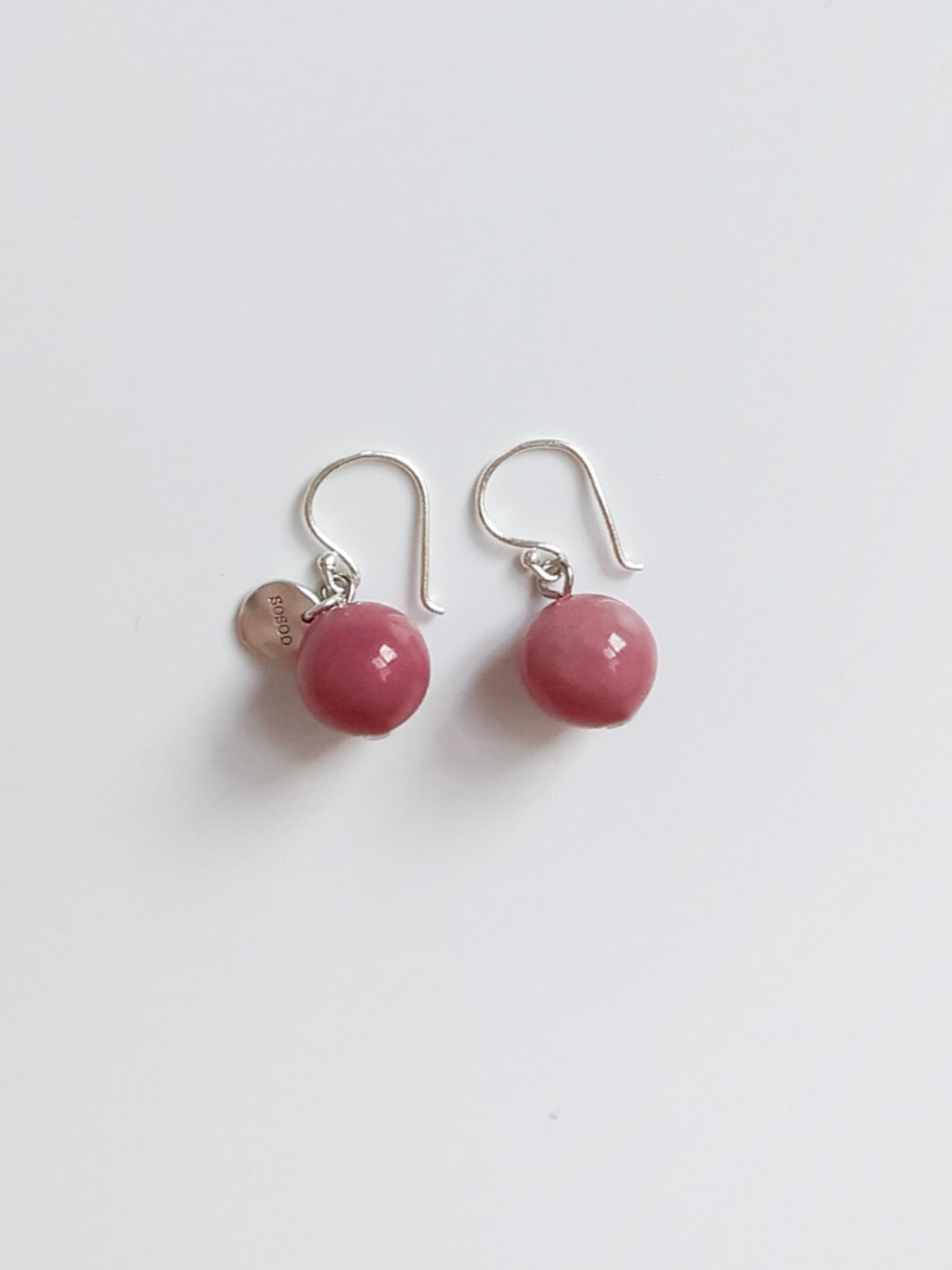소수(SOSOO) Pink Opal 10mm Earrings