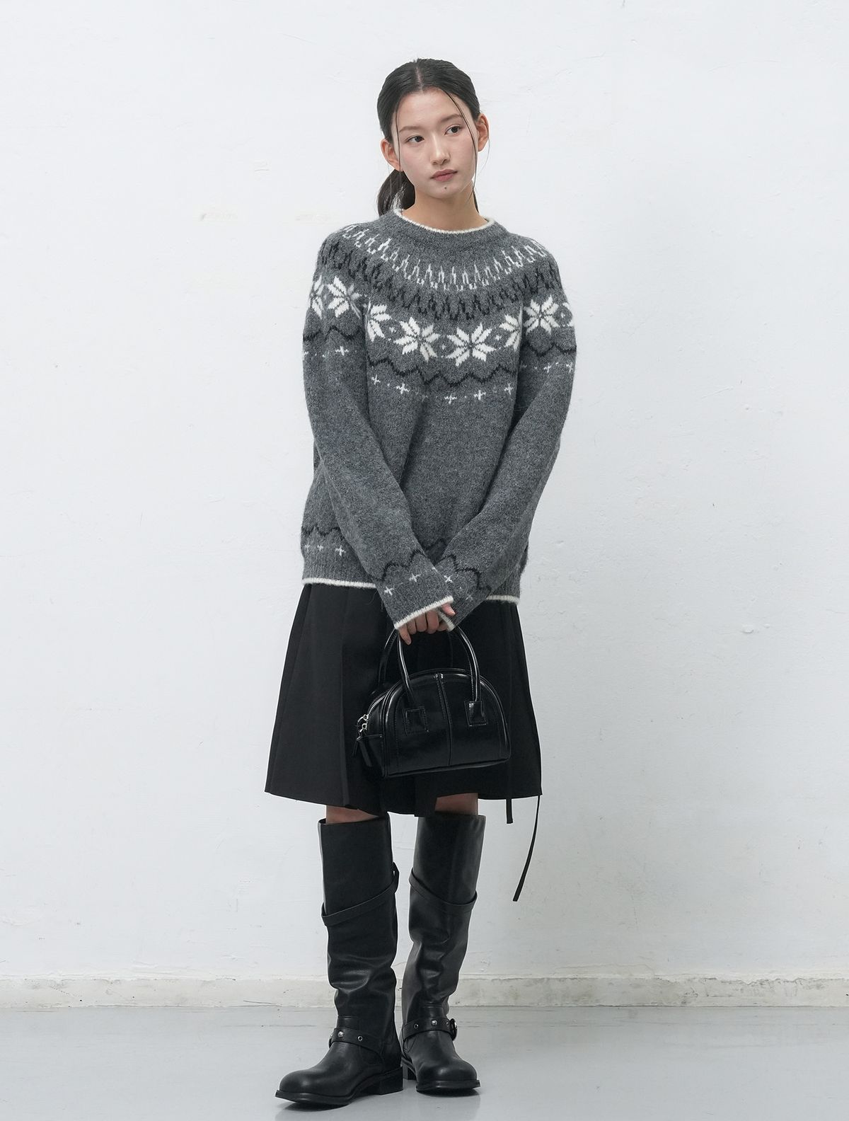 제너럴아이디어(GENERALIDEA) UNISEX 울 스노우 노르딕 풀오버 [CHARCOAL] / SBD4U05022