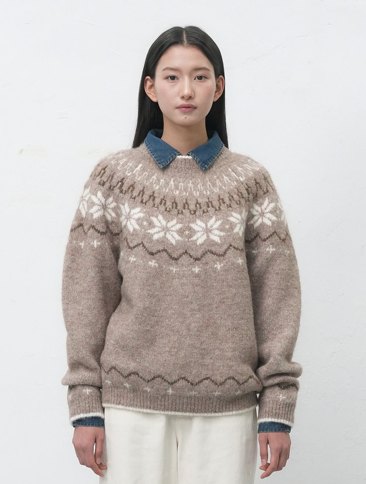 제너럴아이디어(GENERALIDEA) UNISEX 울 스노우 노르딕 풀오버 [MOCHA] / SBD4U05022