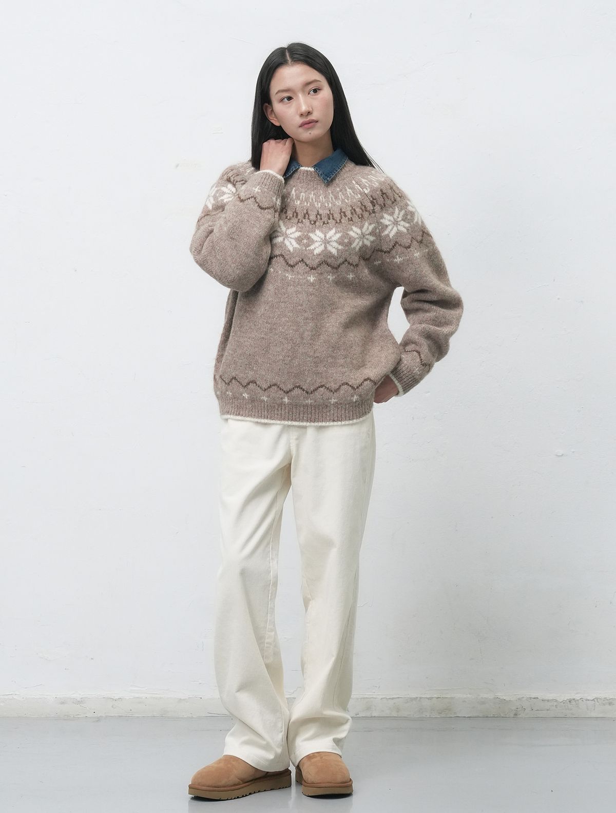 제너럴아이디어(GENERALIDEA) UNISEX 울 스노우 노르딕 풀오버 [MOCHA] / SBD4U05022
