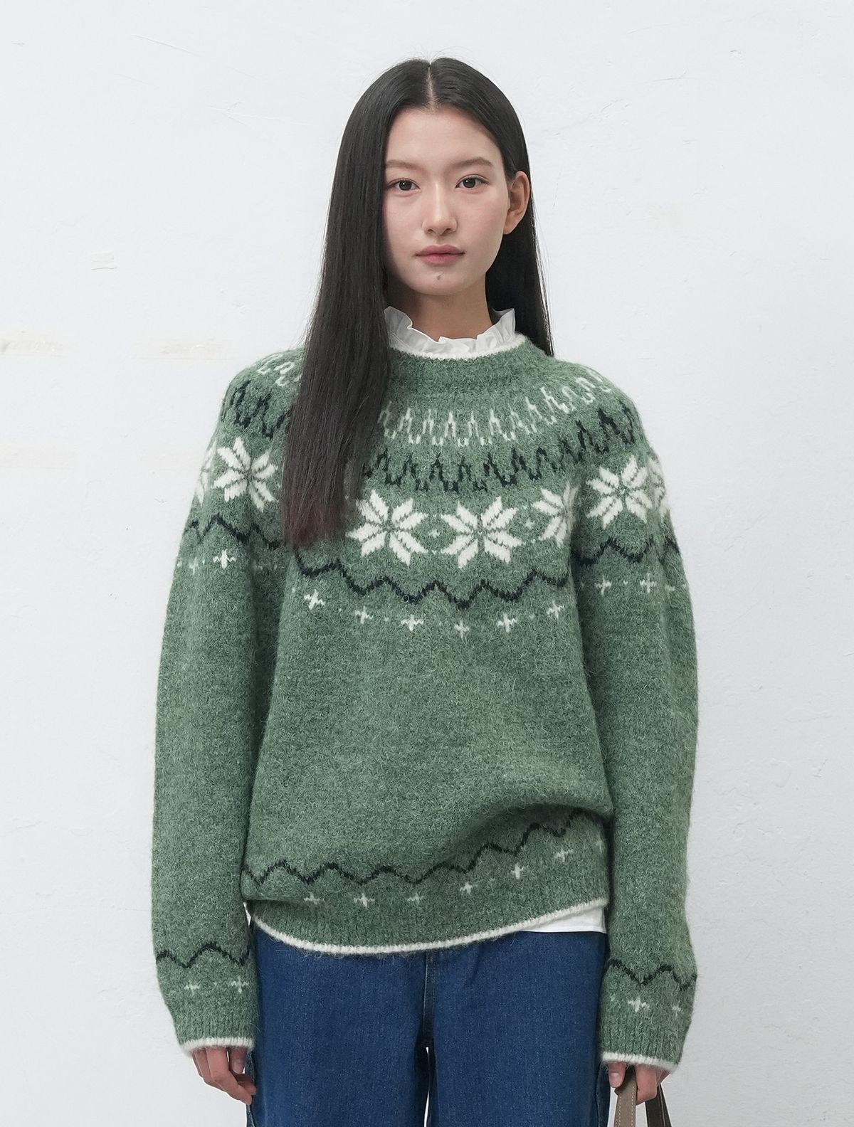 제너럴아이디어(GENERALIDEA) UNISEX 울 스노우 노르딕 풀오버 [PISTACHIO] / SBD4U05022