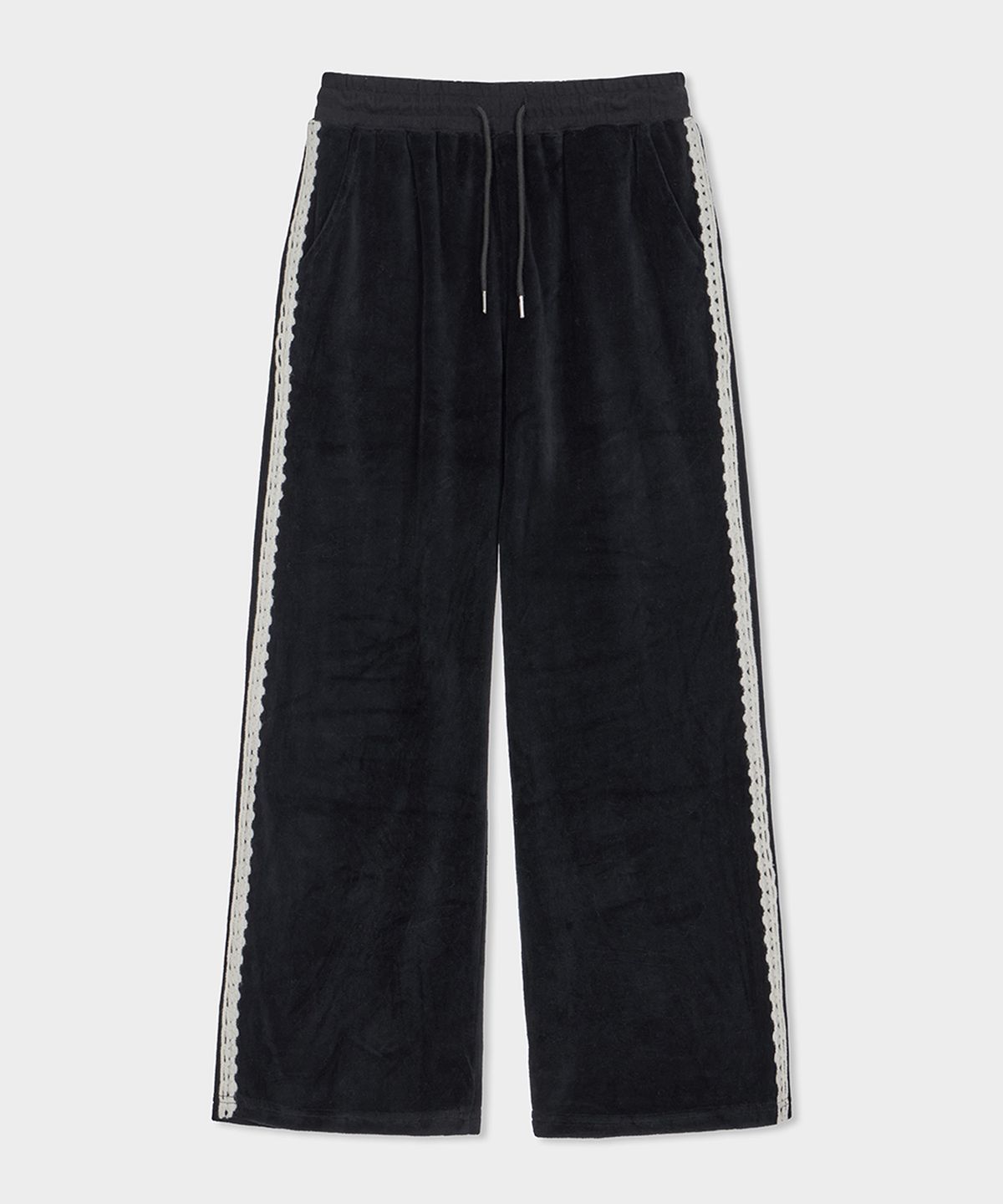 벨로엘(BELLOL) Velvet lace track pants BLACK