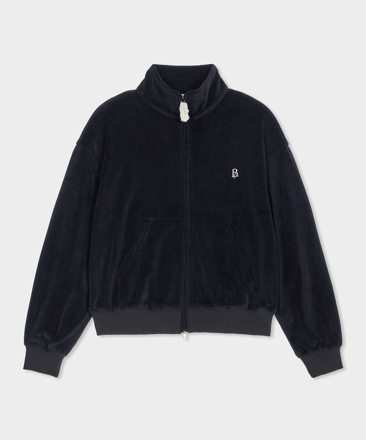벨로엘(BELLOL) Overfit velvet zip-up BLACK