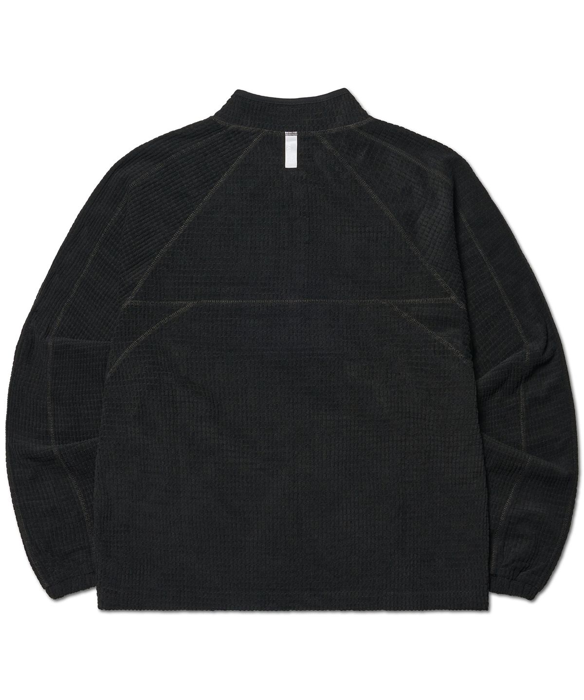 노매뉴얼(NOMANUAL) HEAVY WAFFLE HALF ZIP-UP - BLACK