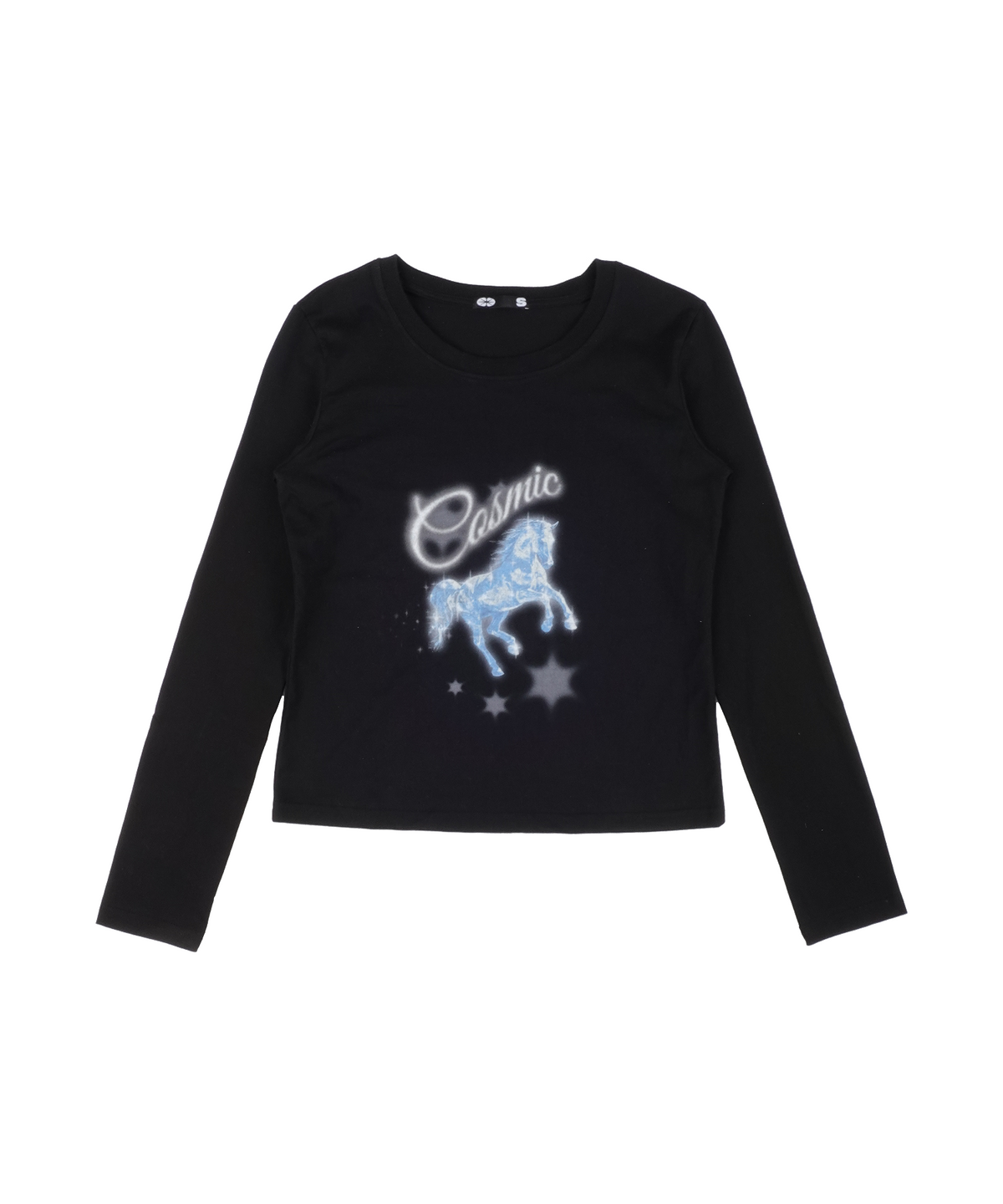 이알티알(ERTR) [ERTR X 니들]Cosmic Horse L/S T-shirt Small Fit (black)