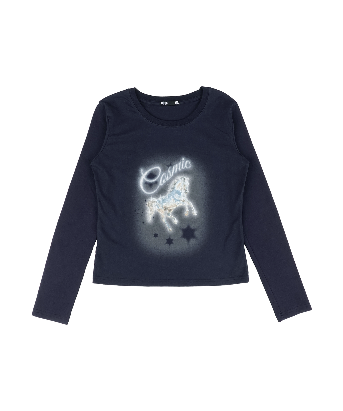 이알티알(ERTR) [ERTR X 니들]Cosmic Horse L/S T-shirt Small Fit (navy)